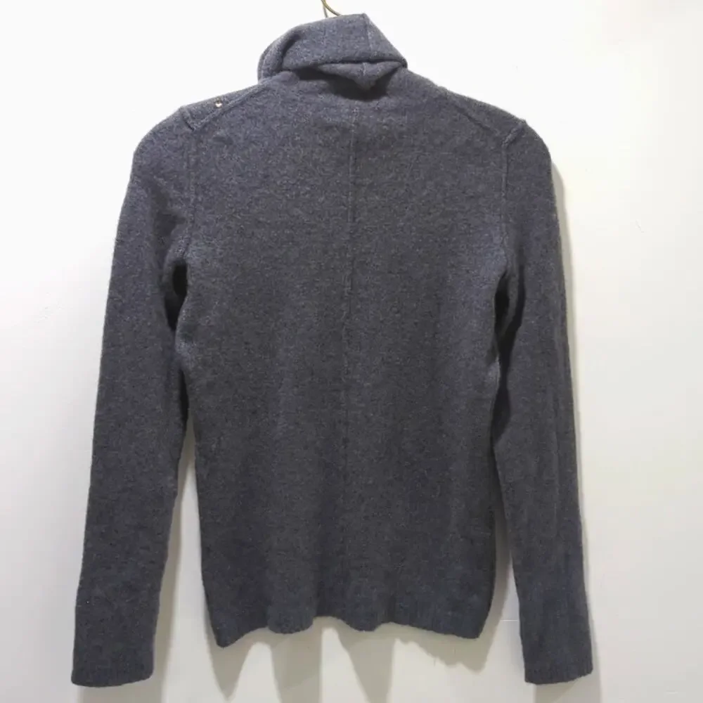 AQUA Cashmere Grey Turtleneck Sweater Women's Size S Charcoal Grey 100% Cashmere - Picture 2 of 8